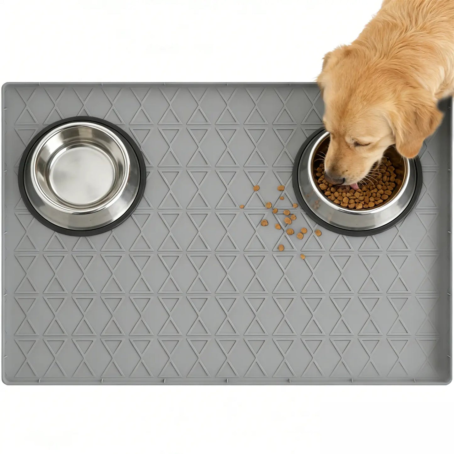 Pawtners 2-Pack Large Silicone Dog Feeding Mat - Waterproof, Non-Slip, Easy-Clean Design with Raised Edges for Ultimate Floor Protection