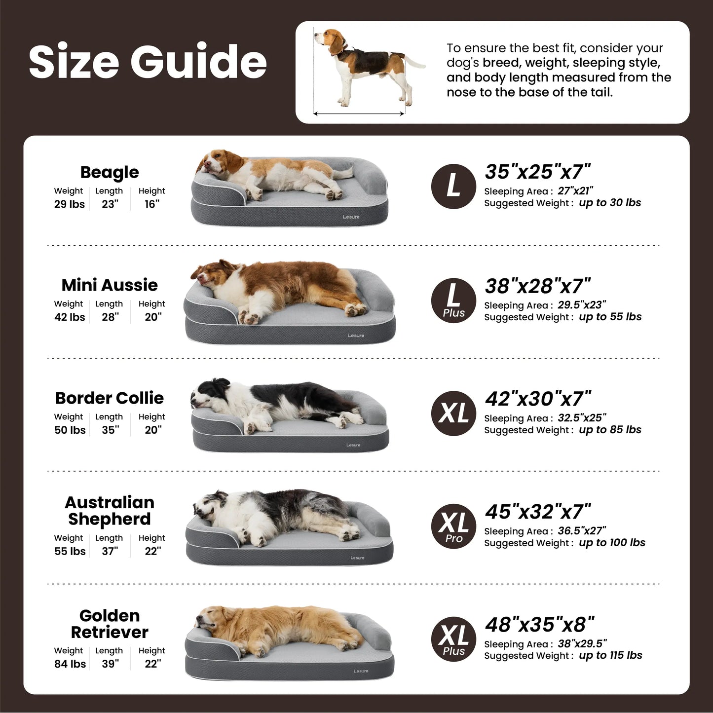 Lesure Realortho Dog Bed - Premium Orthopedic Support for Large & Senior Dogs with Waterproof Cover for Ultimate Comfort