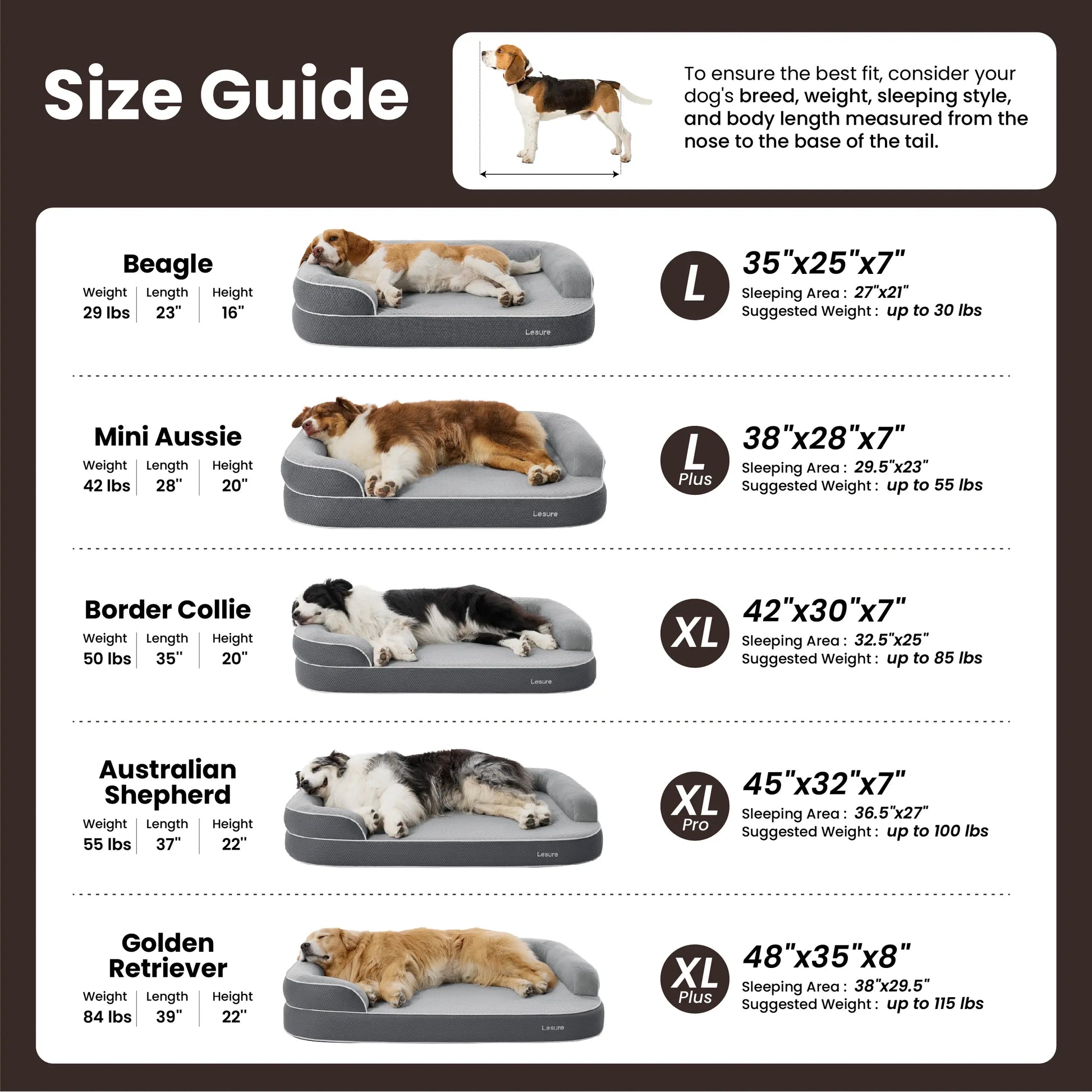 Lesure Realortho Dog Bed - Premium Orthopedic Support for Large & Senior Dogs with Waterproof Cover for Ultimate Comfort