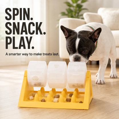 Engage Your Pet with the Smartwell 360-Degree Spin Action Dog Treat Dispenser - Interactive Puzzle Feeder with 3 Removable Chambers for Slow Feeding Fun!