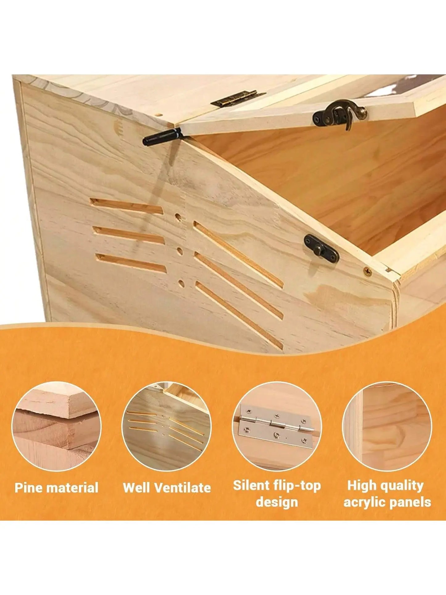 Deluxe Natural Wooden Hamster Cage Habitat - Chewproof & Spacious Enclosure for Dwarf Hamsters with Dual Skylight Windows, Easy Access Top, and Quick Clean Design for Happy, Healthy Pets