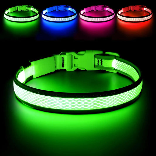 Illuminate Your Dog's Adventures: High-Visibility LED Light-Up Collar for Safe Nighttime Walks - USB Rechargeable & Adjustable for All Sizes