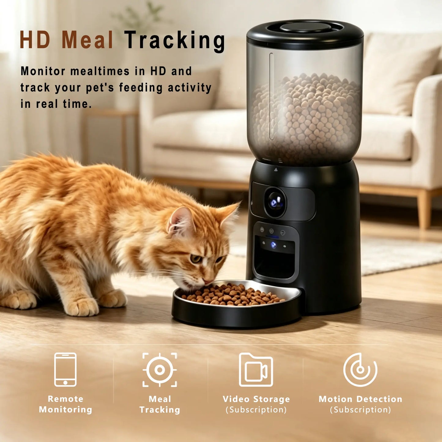 Revolutionize Your Cat's Mealtime with the Taleboss Automatic Feeder - 5L Capacity, HD Camera, Laser Toy & App Control!