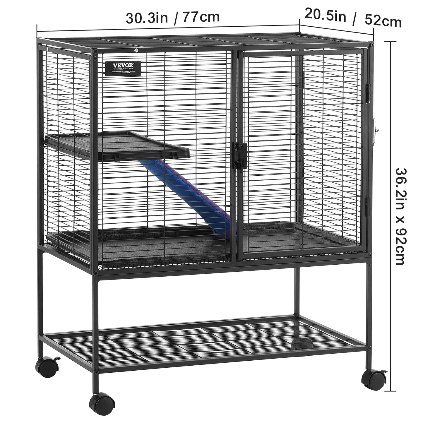 Discover the Vevor 36" Rolling Metal Mesh Ferret Enclosure - A Spacious 2-Tier Critter Cage with Ramps and Easy Mobility for Your Beloved Pets!