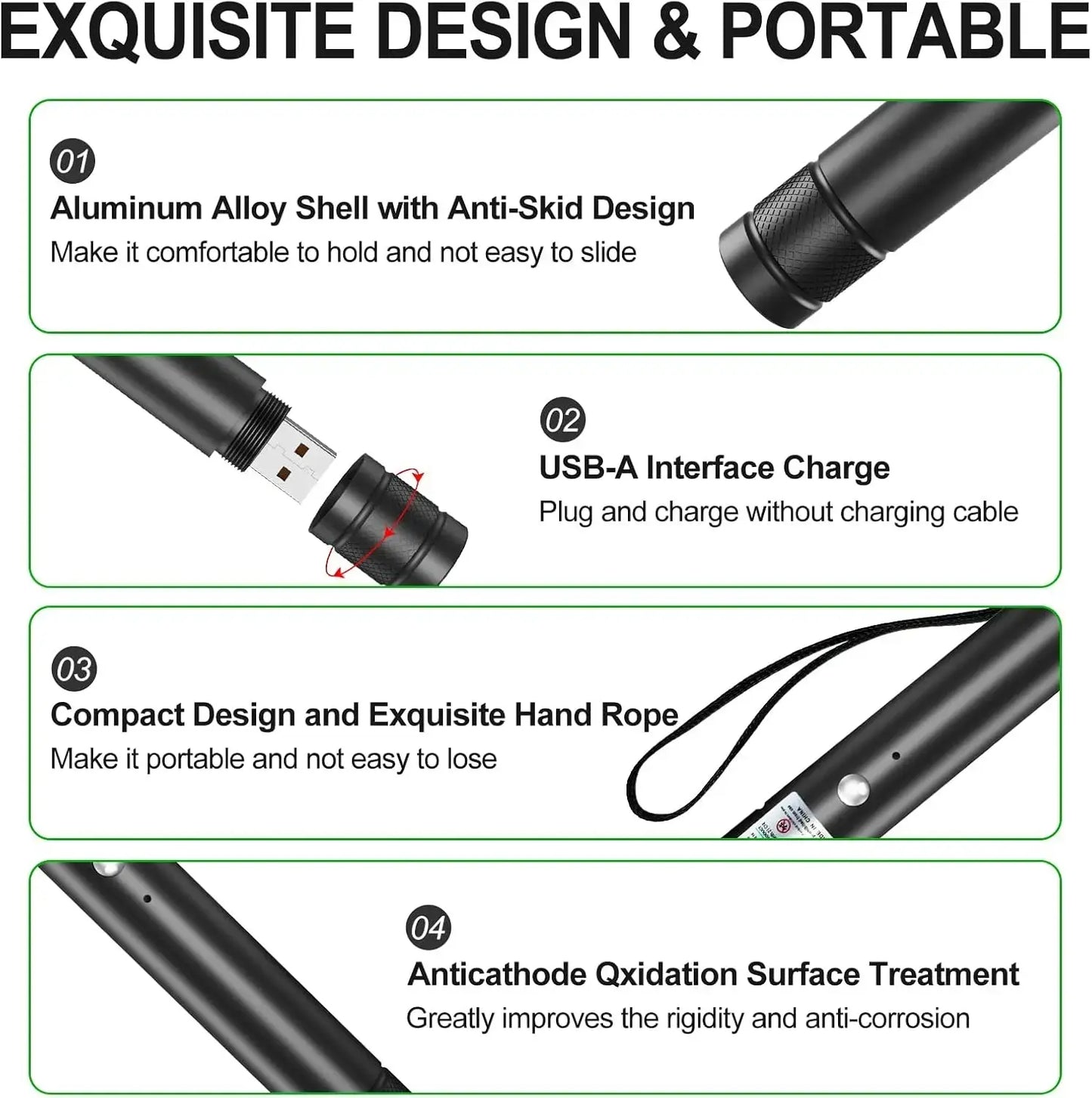 Powerful Rechargeable Green Laser Pointer & Line Light Flashlight - Perfect for Presentations, Outdoor Adventures, and Cat Playtime!