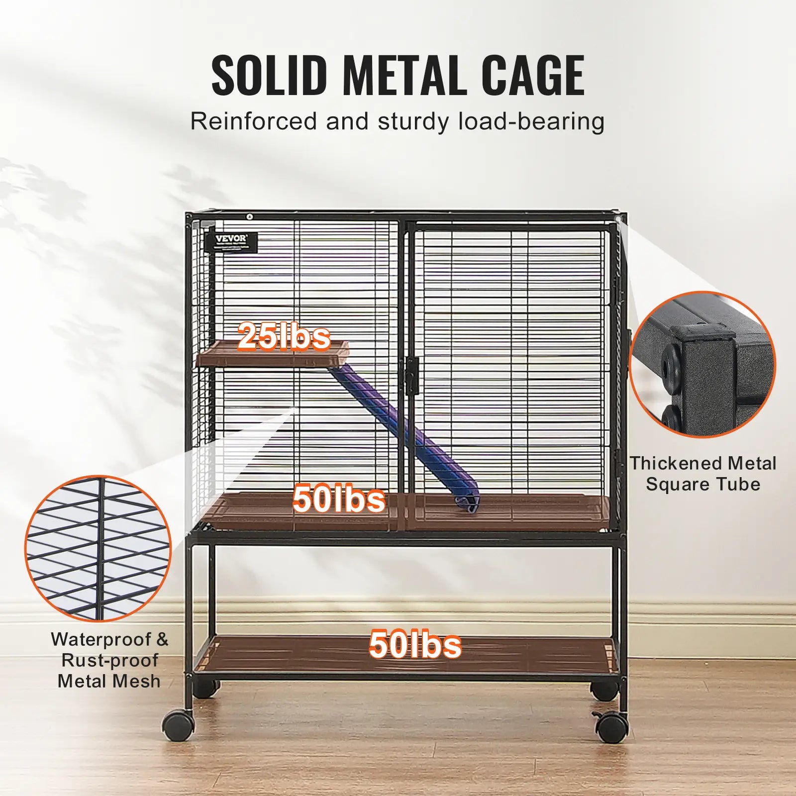Discover the Vevor 36" Rolling Metal Mesh Ferret Enclosure - A Spacious 2-Tier Critter Cage with Ramps and Easy Mobility for Your Beloved Pets!