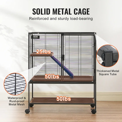 Discover the Vevor 36" Rolling Metal Mesh Ferret Enclosure - A Spacious 2-Tier Critter Cage with Ramps and Easy Mobility for Your Beloved Pets!