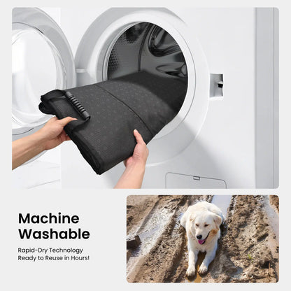 Premium Dog Car Seat Covers for Large Dogs - Spacious, Waterproof, and Safe for Calmer Rides with 450 Lb Anti-Collapse Honeycomb Base - Includes 1300 GSM Car Drying Towel!