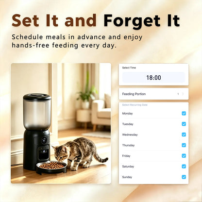 Revolutionize Your Cat's Mealtime with the Taleboss Automatic Feeder - 5L Capacity, HD Camera, Laser Toy & App Control!