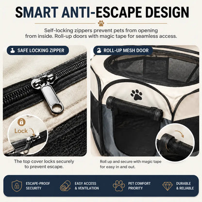 Ultimate Portable Pop-Up Pet Playpen for Small Dogs & Cats - Breathable Mesh & Durable Oxford Fabric for Indoor/Outdoor Fun with Convenient Carry Bag (Perfect for Rabbits)