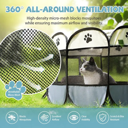 Ultimate Portable Pop-Up Pet Playpen for Small Dogs & Cats - Breathable Mesh & Durable Oxford Fabric for Indoor/Outdoor Fun with Convenient Carry Bag (Perfect for Rabbits)