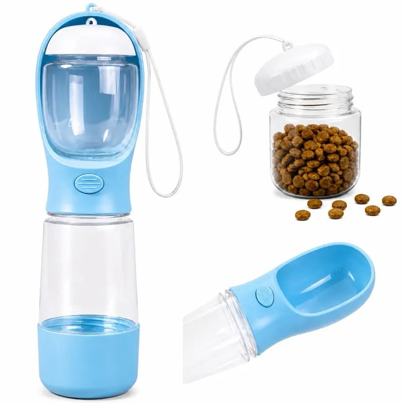 Ultimate 3-in-1 Portable Dog Water Bottle: Hydration, Nourishment, and Convenience for Your Adventures!