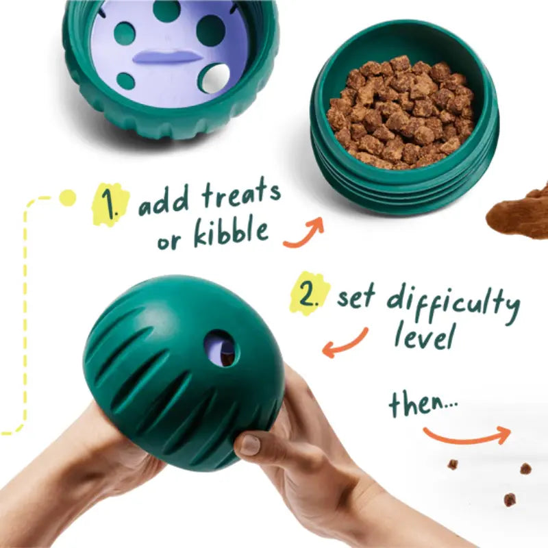Engaging Enrichment: Woof Walkabout Adjustable Difficulty Dog Puzzle and Treat Dispenser - Durable Rubber Slow Feeder for Active Pups