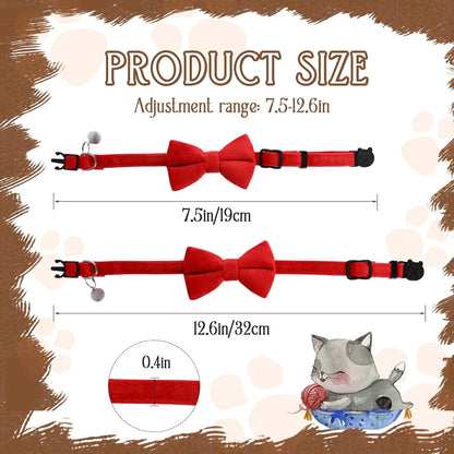 Charming Adjustable Pet Collar with Bell - Adorable Bowknot Design & Safety Buckle for Small Dogs & Cats