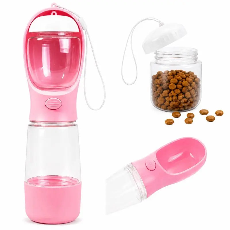 Ultimate 3-in-1 Portable Dog Water Bottle: Hydration, Nourishment, and Convenience for Your Adventures!