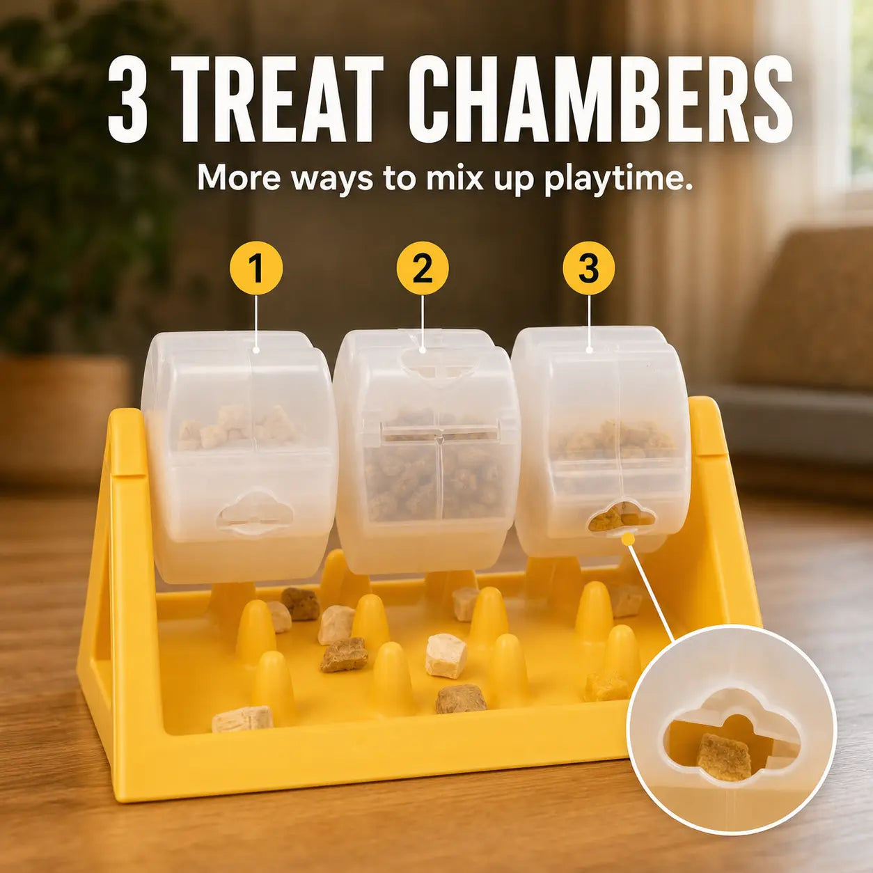 Engage Your Pet with the Smartwell 360-Degree Spin Action Dog Treat Dispenser - Interactive Puzzle Feeder with 3 Removable Chambers for Slow Feeding Fun!