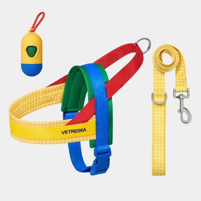 VETRESKA Moma Dog Harness and Leash Set - Ultimate No Pull Solution for Small to Medium Dogs, Adjustable & Comfortable for Training and Walks, Includes Poop Bags & Dispenser