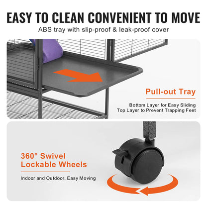 Discover the Vevor 36" Rolling Metal Mesh Ferret Enclosure - A Spacious 2-Tier Critter Cage with Ramps and Easy Mobility for Your Beloved Pets!