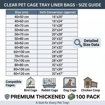 100 Pack Premium Heavy Duty Clear Bird Cage Liner Bags – Effortless Leak-Proof Cleanup for Your Beloved Pets