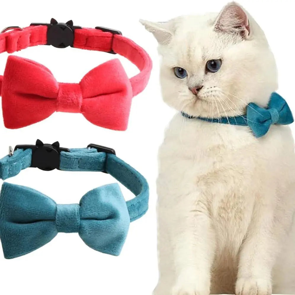 Charming Adjustable Pet Collar with Bell - Adorable Bowknot Design & Safety Buckle for Small Dogs & Cats