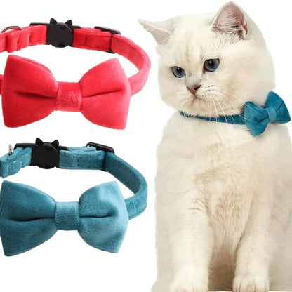 Charming Adjustable Pet Collar with Bell - Adorable Bowknot Design & Safety Buckle for Small Dogs & Cats