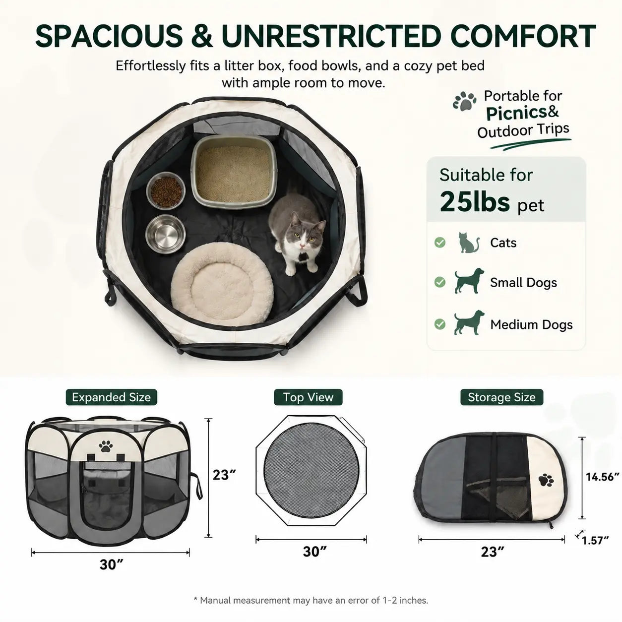 Ultimate Portable Pop-Up Pet Playpen for Small Dogs & Cats - Breathable Mesh & Durable Oxford Fabric for Indoor/Outdoor Fun with Convenient Carry Bag (Perfect for Rabbits)