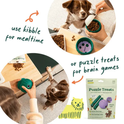 Engaging Enrichment: Woof Walkabout Adjustable Difficulty Dog Puzzle and Treat Dispenser - Durable Rubber Slow Feeder for Active Pups