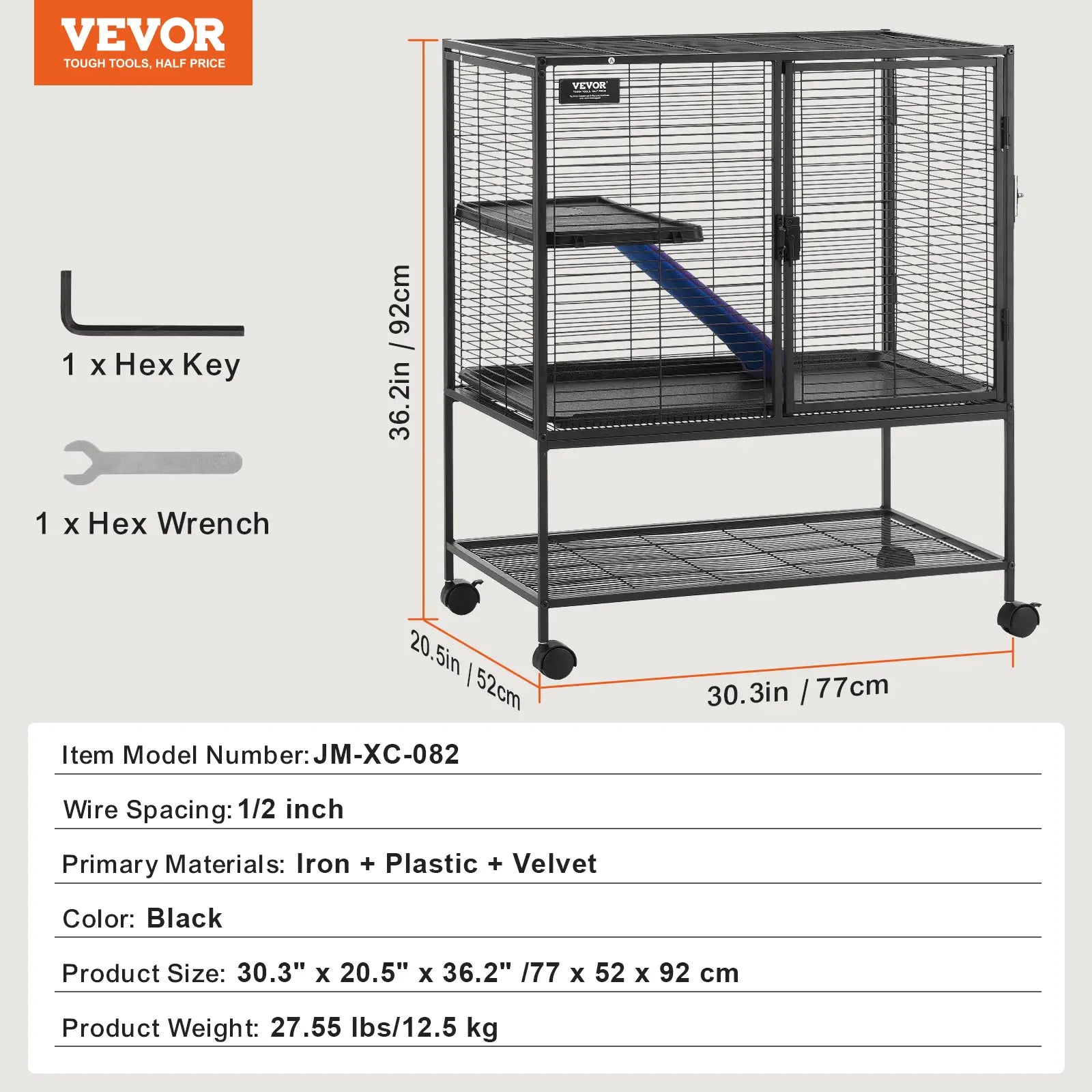 Discover the Vevor 36" Rolling Metal Mesh Ferret Enclosure - A Spacious 2-Tier Critter Cage with Ramps and Easy Mobility for Your Beloved Pets!