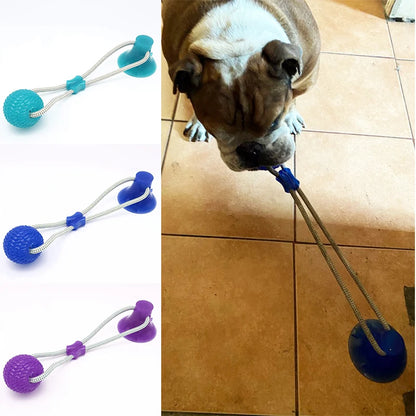 Engaging Interactive Suction Cup Dog Toy - TPR Molar Bite Ball with Elastic Ropes for Chewing and Dental Care