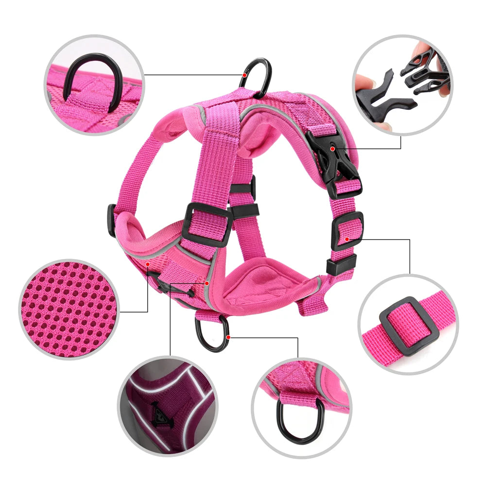 Reflective Mesh Dog Harness and Leash Set - Comfortable and Secure Vest for Small to Medium Dogs, Perfect for Walks in All Seasons!