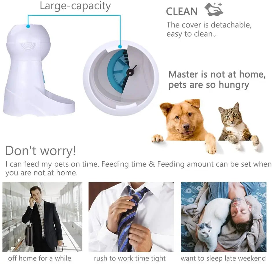 Iseebiz 3L Smart Automatic Pet Feeder with Voice Recording for Cats and Small Dogs - Schedule Meals with LCD Display