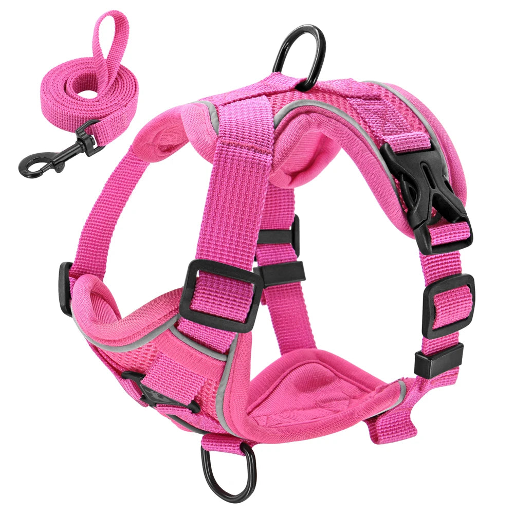 Reflective Mesh Dog Harness and Leash Set - Comfortable and Secure Vest for Small to Medium Dogs, Perfect for Walks in All Seasons!
