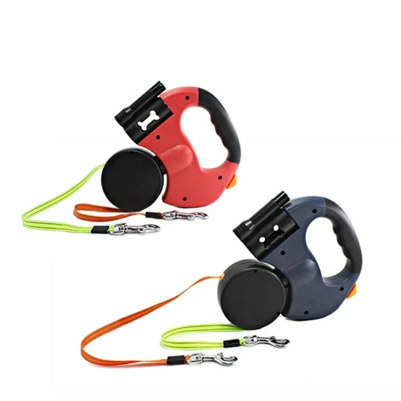 LED Automatic Retractable Dog Leash for Two - Control Your Pups with Ease!