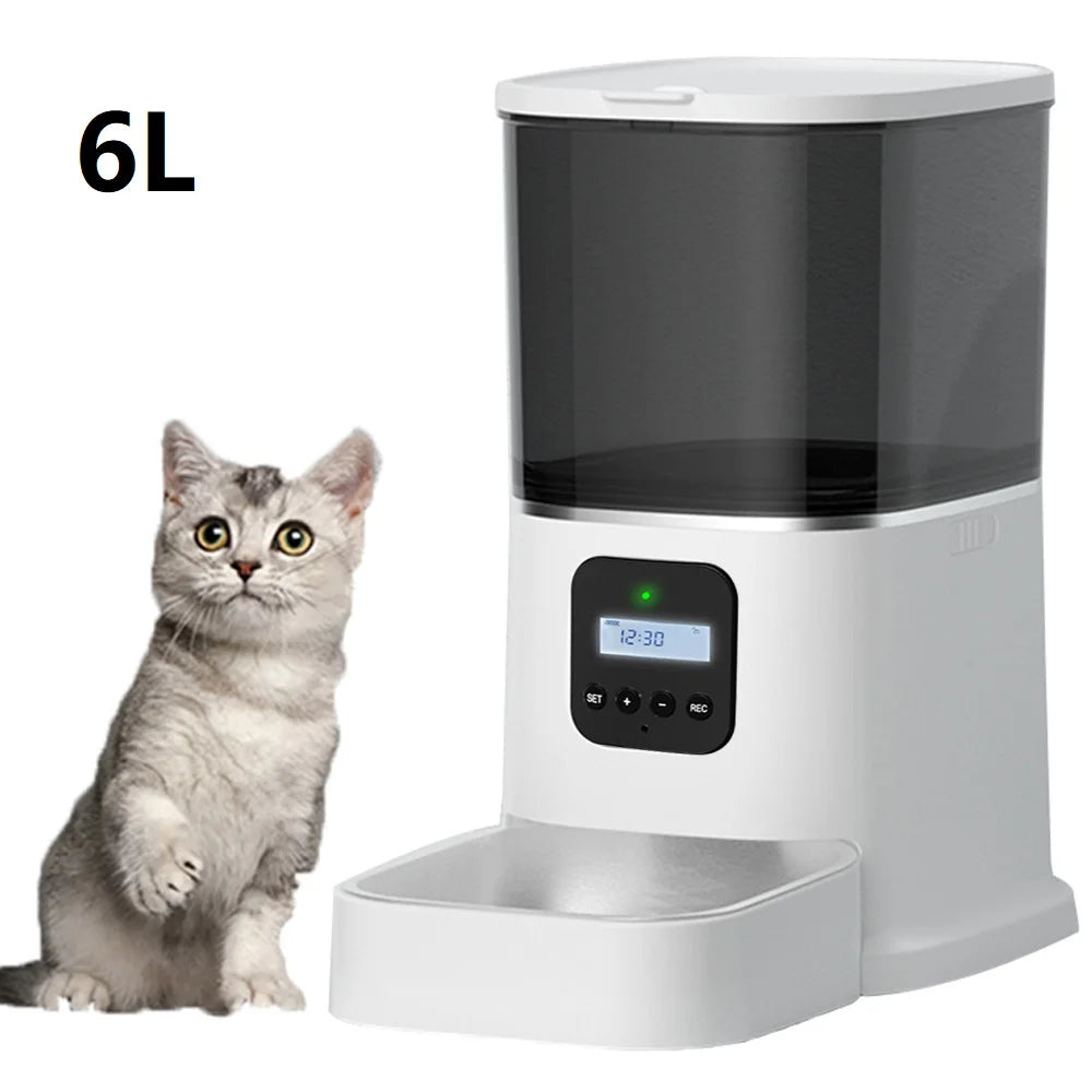 Iseebiz 3L Smart Automatic Pet Feeder with Voice Recording for Cats and Small Dogs - Schedule Meals with LCD Display