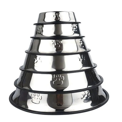 Paw-Safe Stainless Steel Dog Bowl - Skidproof Anti-Ant Design, Perfect for All Breeds, Available in 6 Sizes