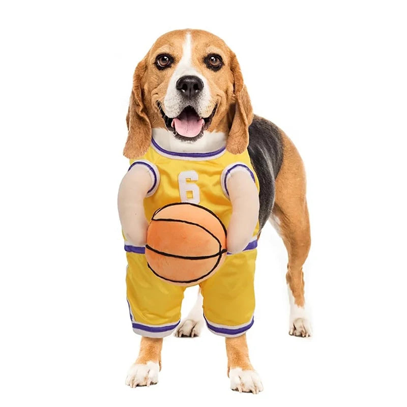 Adorable Dog Basketball Costume with Matching Ball - Perfect T-Shirt for Small Pets This Autumn!