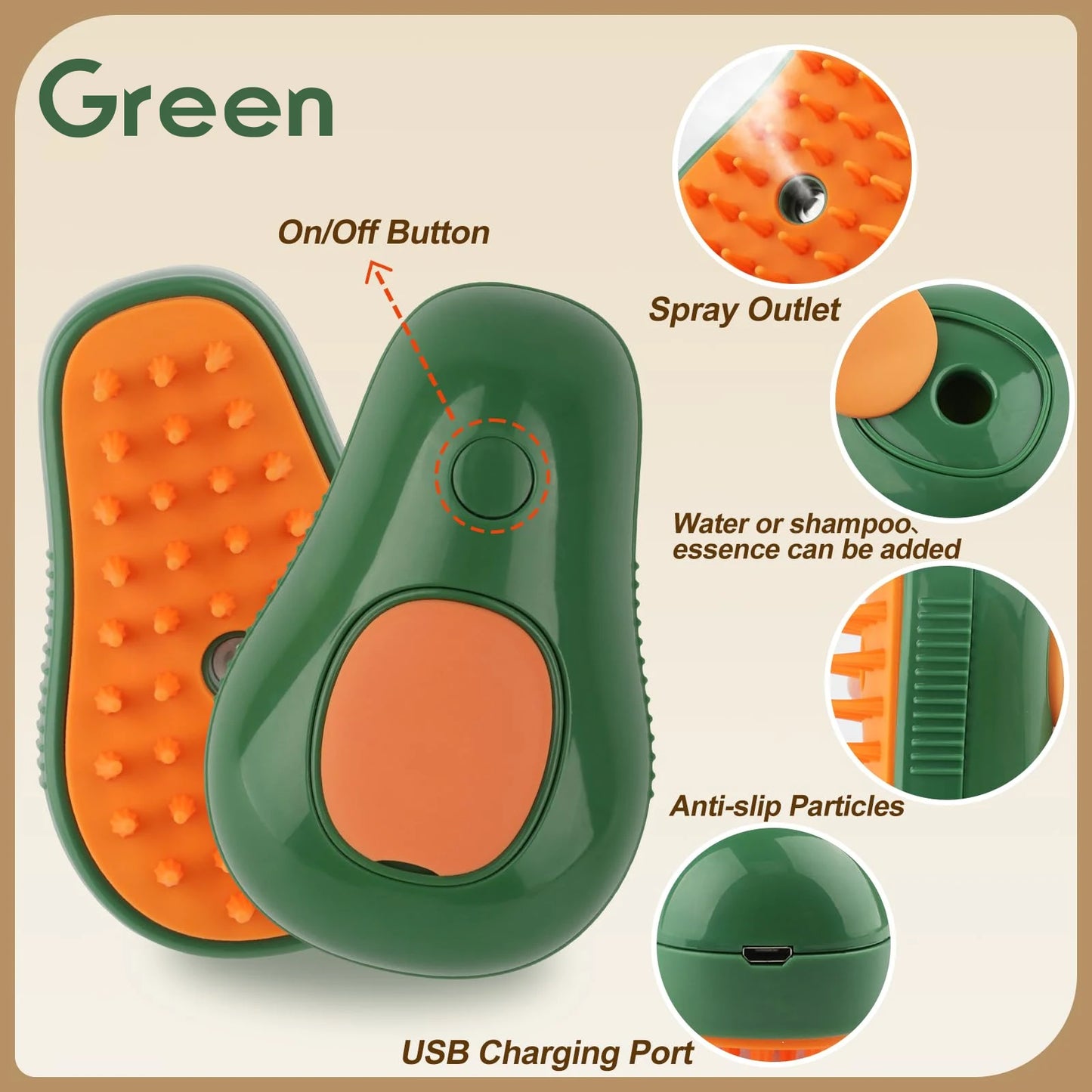 3-in-1 Electric Pet Grooming Brush with Steam Spray - Effortless Cat & Dog Hair Removal and Massage Comb