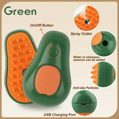 3-in-1 Electric Pet Grooming Brush with Steam Spray - Effortless Cat & Dog Hair Removal and Massage Comb