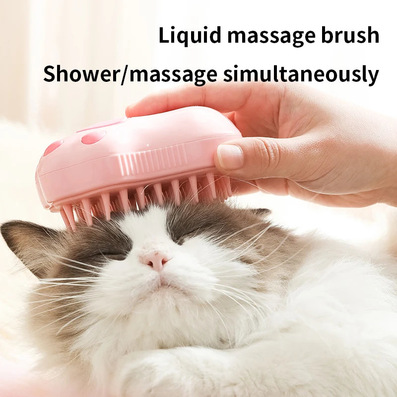 3-in-1 Electric Pet Grooming Brush with Steam Spray - Effortless Cat & Dog Hair Removal and Massage Comb