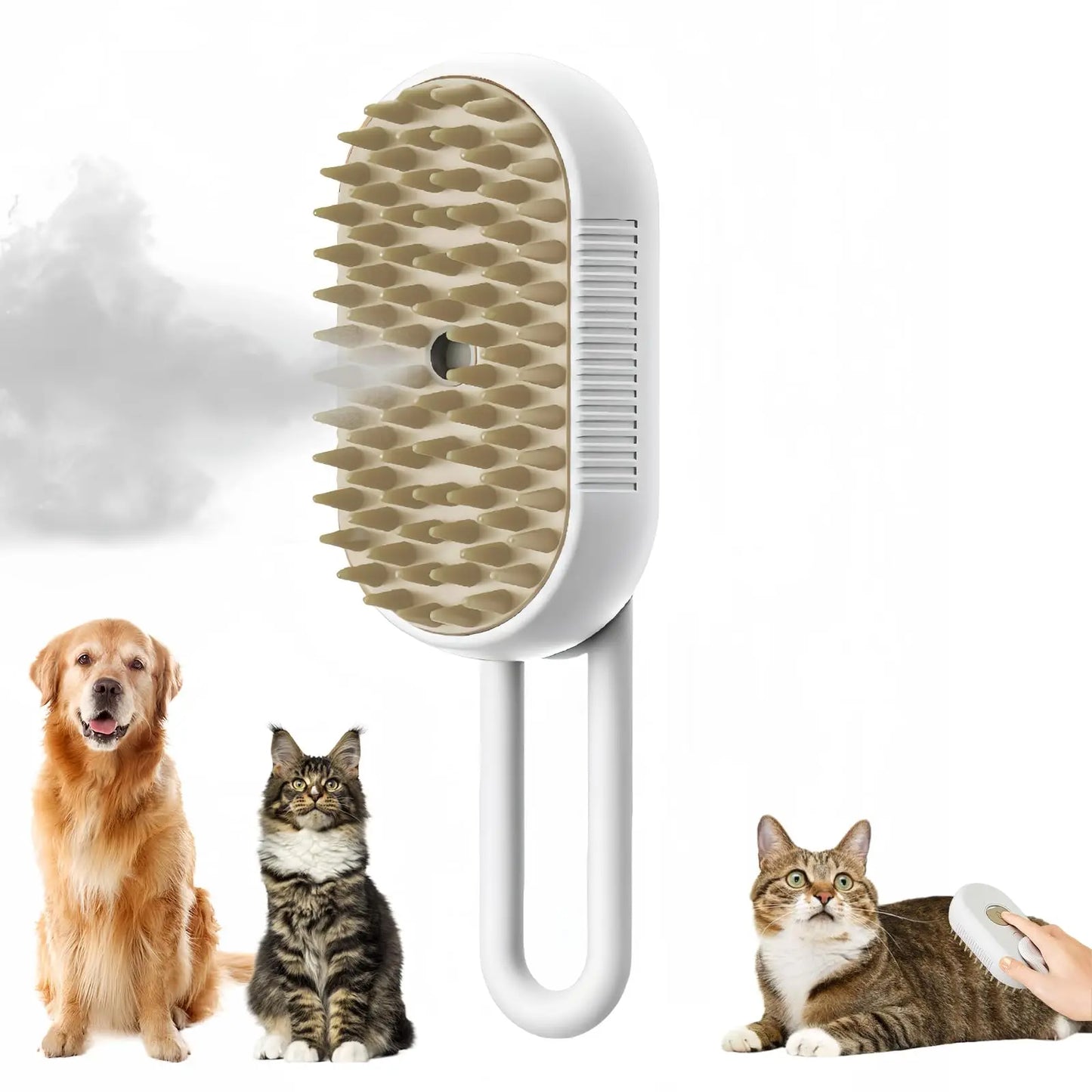 3-in-1 Electric Pet Grooming Brush with Steam Spray - Effortless Cat & Dog Hair Removal and Massage Comb
