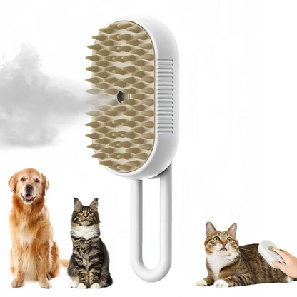 3-in-1 Electric Pet Grooming Brush with Steam Spray - Effortless Cat & Dog Hair Removal and Massage Comb