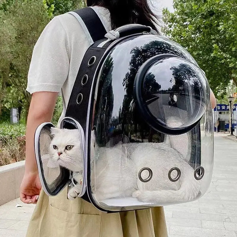 Transparent Space Capsule Cat Carrier Backpack - Breathable, Portable, and Perfect for Travel with Your Pet