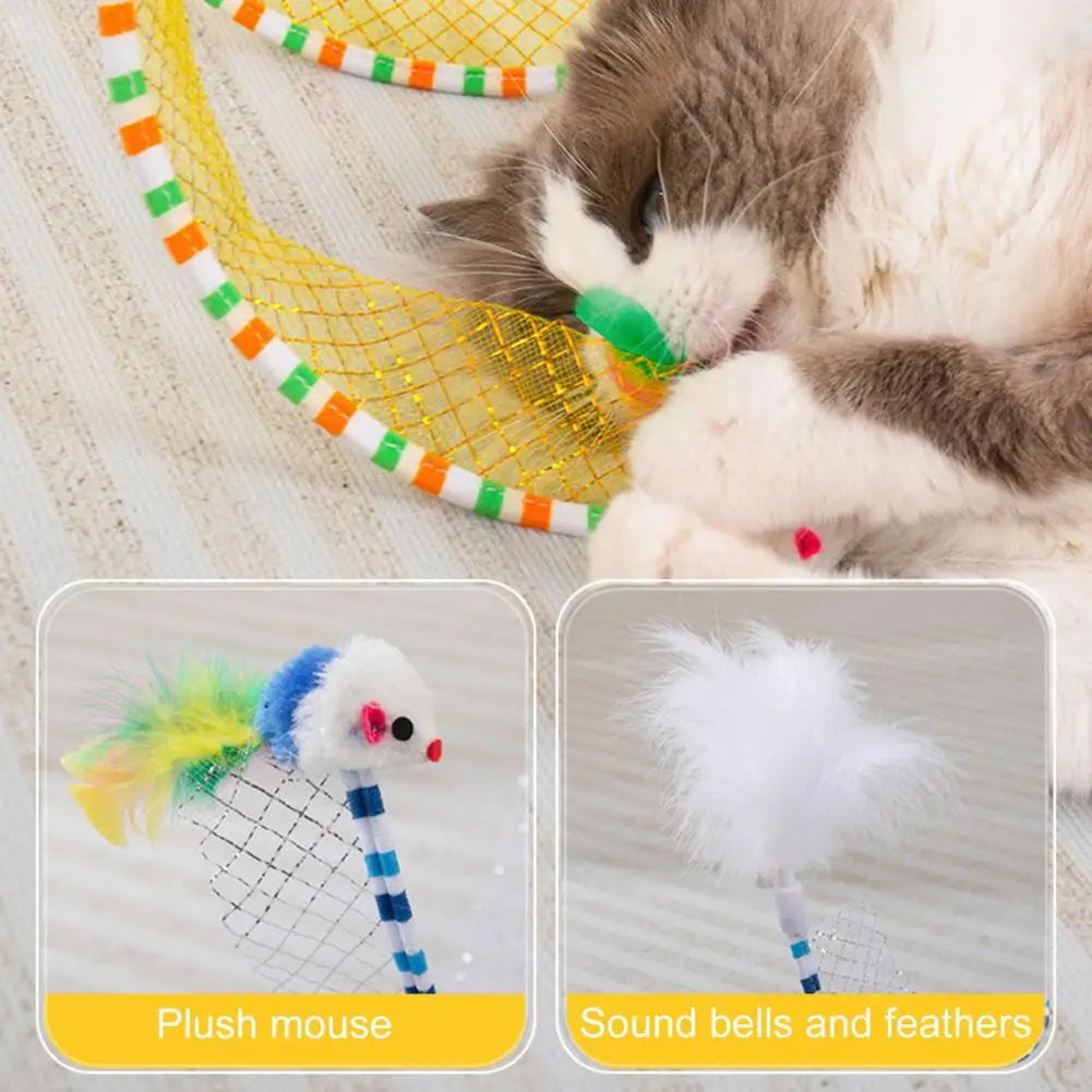 Engaging Cat Tunnel Toy: Foldable Interactive Plush & Feather Playhouse for Hours of Fun!