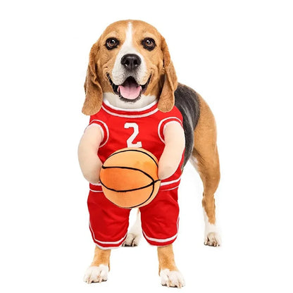 Adorable Dog Basketball Costume with Matching Ball - Perfect T-Shirt for Small Pets This Autumn!