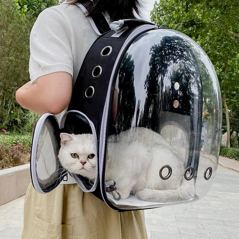 Transparent Space Capsule Cat Carrier Backpack - Breathable, Portable, and Perfect for Travel with Your Pet