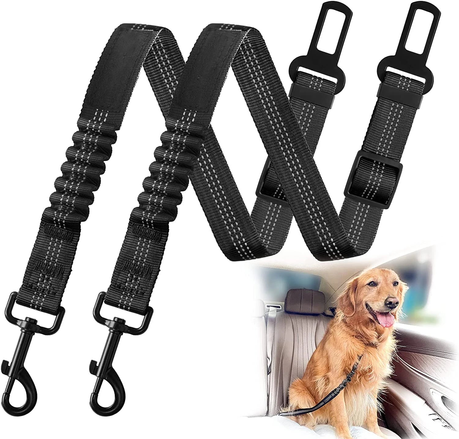 Secure Your Pet's Safety with Our Adjustable Dog Car Seat Belt - Perfect for Travel!