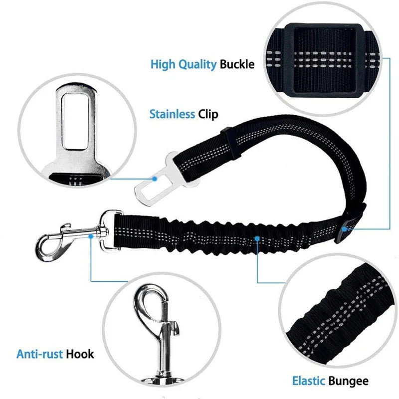 Secure Your Pet's Safety with Our Adjustable Dog Car Seat Belt - Perfect for Travel!