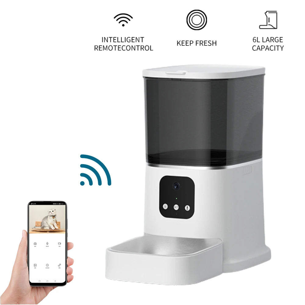 Iseebiz 3L Smart Automatic Pet Feeder with Voice Recording for Cats and Small Dogs - Schedule Meals with LCD Display