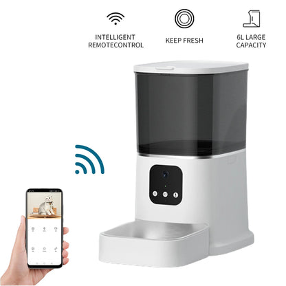 Iseebiz 3L Smart Automatic Pet Feeder with Voice Recording for Cats and Small Dogs - Schedule Meals with LCD Display