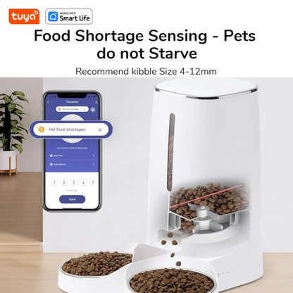 Smart WiFi Automatic Cat Feeder for Two Cats - 4L Food Dispenser with APP Control, Dual Stainless Steel Bowls, and Low Food Alarms